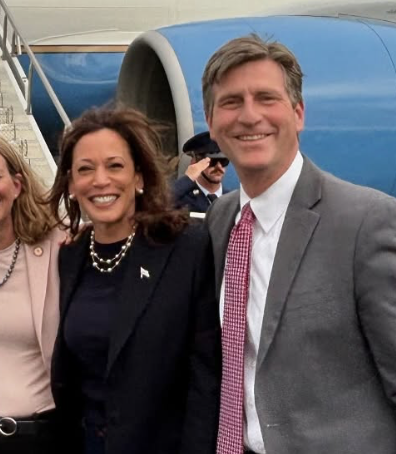 Stanton with VP Kamala Harris on the tarmac